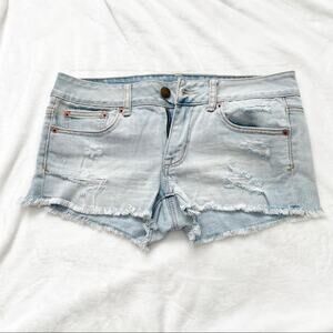 American Eagle Outfitters ripped jean shorts blue denim size 6